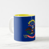 Statenvlag van North Dakota Tweekleurige Koffiemok (Voorkant links)