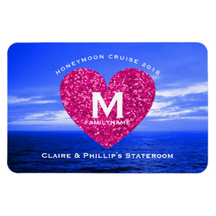 Stateroom deurteller Honeymoon Cruise Pink Heart Magneet