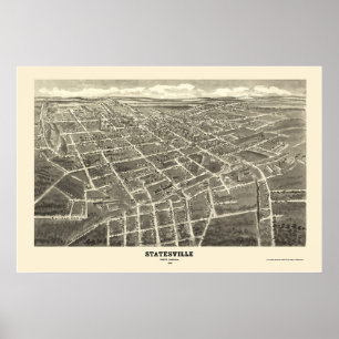 Statesville, NC Panoramic Map - 1907 Poster