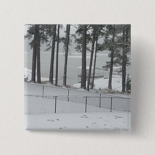 'Static Snow' metalen knop Vierkante Button 5,1 Cm (Voorkant)