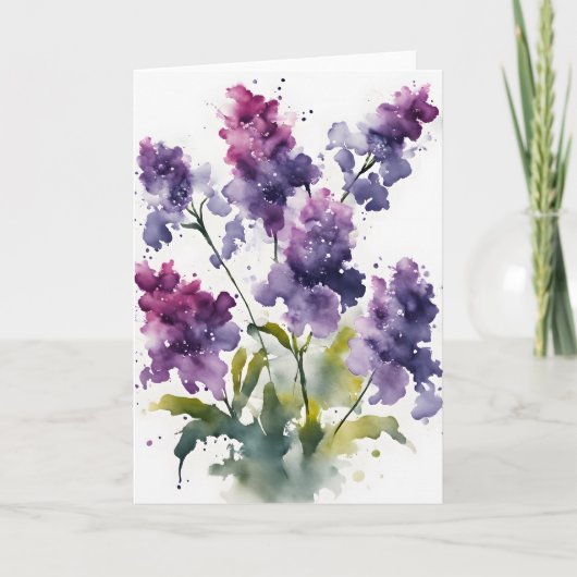 Statice - Waterverf bloemen Kaart (Voorkant)