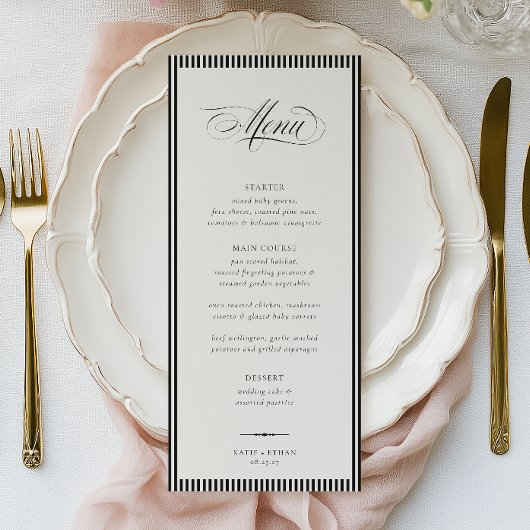 STATIG Calligrafie Strepen Bruiloft Menu