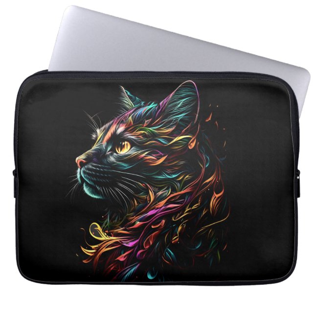 Statig kattenprofiel  laptop sleeve (Voorkant)