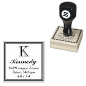 statig vierkant | Monogram retouradres Rubberstempel (Gestempeld)