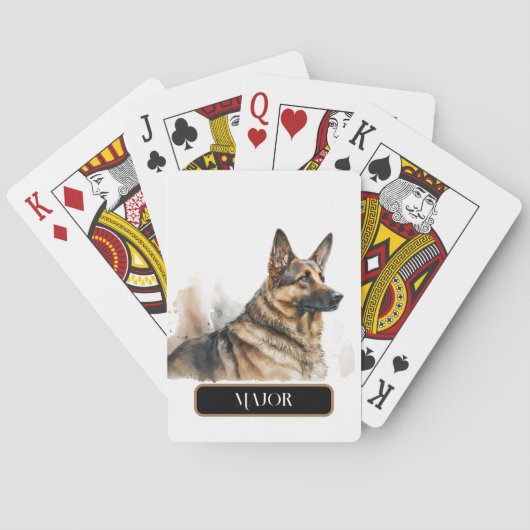Statige Duitse Herdershond Personaliseer Pokerkaarten (Achterkant)