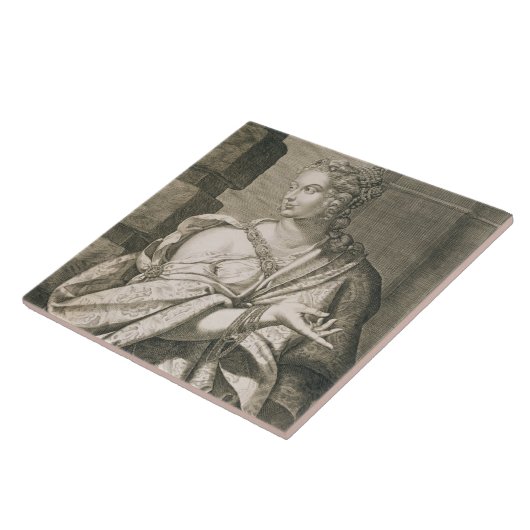 Statilia Messalina derde vrouw van Nero (graving) Tegeltje (Zijkant)
