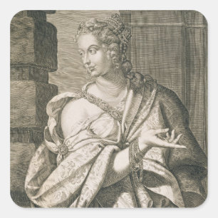 Statilia Messalina derde vrouw van Nero (graving) Vierkante Sticker