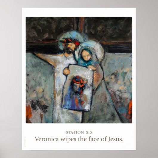 Station 6: Veronica gooit het gezicht van Jezus. Poster (Voorkant)