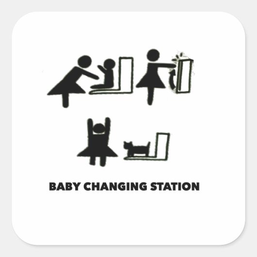 Station baby wijzigen vierkante sticker (Voorkant)