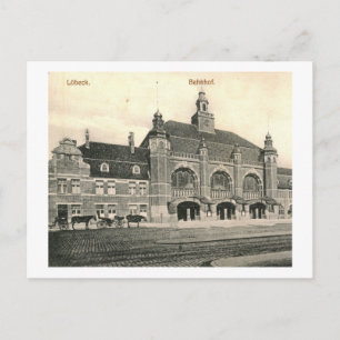 Station Bahnhof, Lubeck, Vintage van Duitsland Briefkaart