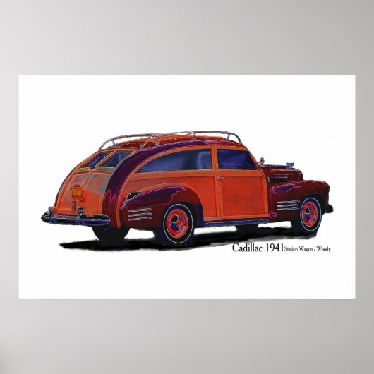 Station Cadillac 1941 Wagon/Woody Poster (Voorkant)