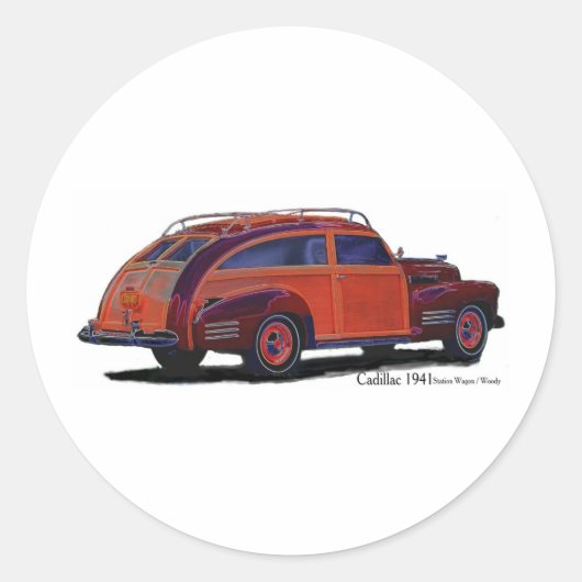 Station Cadillac Wagon Ronde Sticker (Voorkant)
