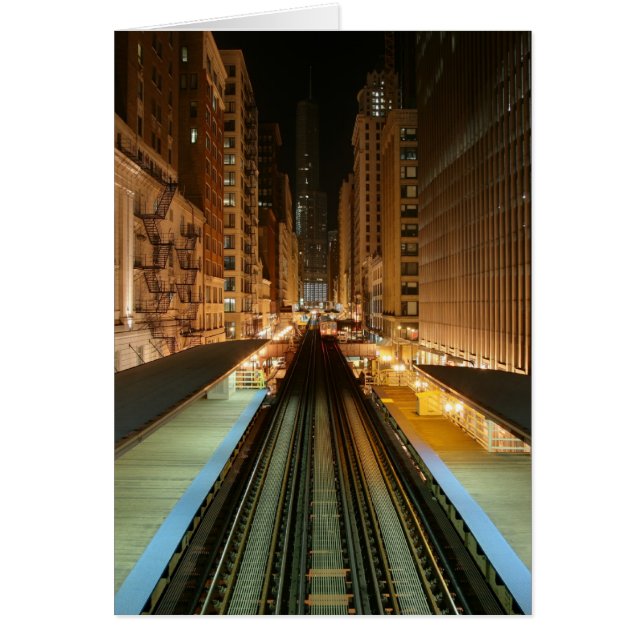 Station Chicago 'L' bij nacht (Voorkant)
