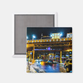 Station Damen CTA 's nachts Magneet (Voorkant / Achterkant)