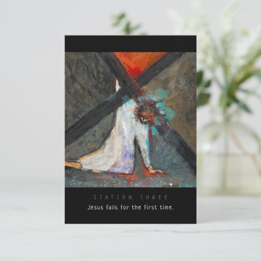 Station Drie, Jezus herfsten #1 Prayer Kaart (Staand voorkant)