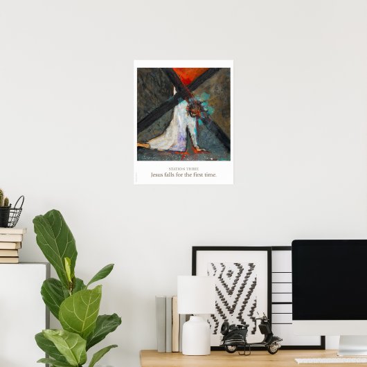 Station Drie: Jezus herfsten voor het eerst. Poster (Thuiskantoor)