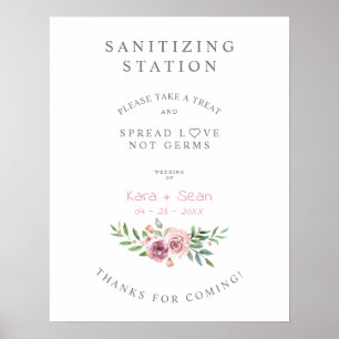 Station Floral Garland Wedding Sanitizing Hand Gel Poster
