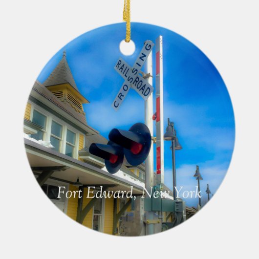 Station Fort Edward Train Keramisch Ornament (Achterkant)