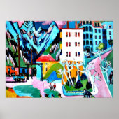 Station in Davos, Ernest Ludwig Kirchner schilderi Poster (Voorkant)