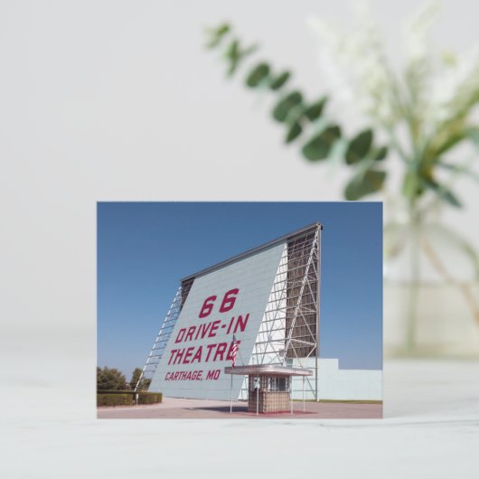 Station in het theater, Route 66, Carthage, Missou Briefkaart (Staand voorkant)