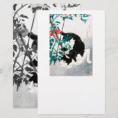 STATION : JAPANESE WOODBLOCK : Kat met tomaat Briefpapier (Voorkant / Achterkant)