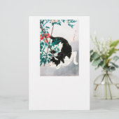 STATION : JAPANESE WOODBLOCK : Kat met tomaat Briefpapier (Staand voorkant)