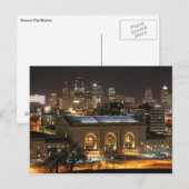 Station Kansas City Union in Night Briefkaart (Voorkant / Achterkant)
