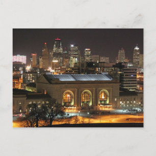 Station Kansas City Union in Night Briefkaart