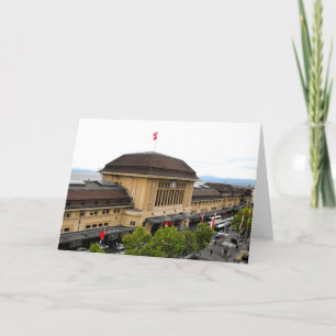Station Lausanne in Zwitserland Feestdagen Kaart