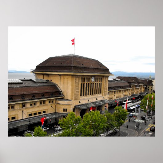 Station Lausanne in Zwitserland Poster (Voorkant)