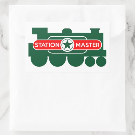 Station Master, trein Rechthoekige Sticker (Tas)