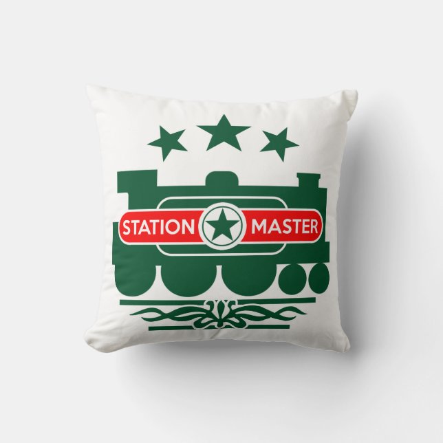 Station Master's Train Cushion Kussen (Voorkant)