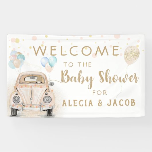 Station met Baby shower Gold Peach Spandoek (Horizontaal)