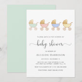 Station met Baby shower Retro Carrightparade Kaart (Voorkant / Achterkant)