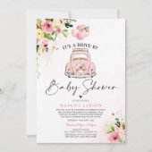 Station met Baby shower Uitnodiging Roze Floral Sh (Voorkant)