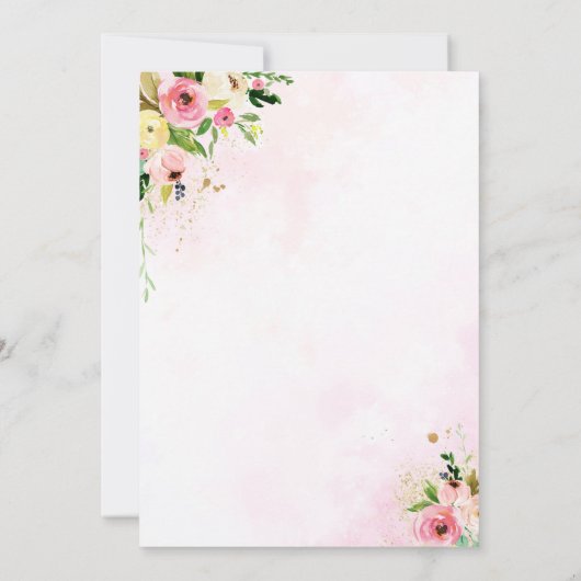 Station met Baby shower Uitnodiging Roze Floral Sh (Achterkant)