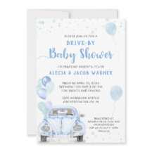 Station met blauw auto-ballonnen Baby shower