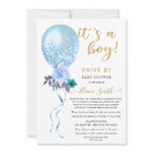 Station met Floral Balloon Blue Glitter Baby showe
