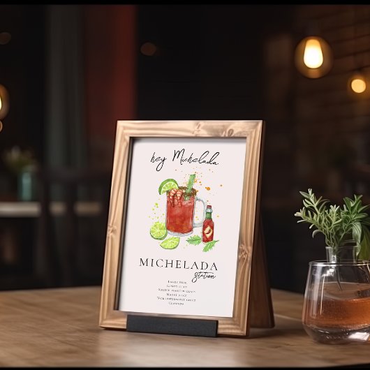 Station Michelada | Drink Waterverf Handtekening Poster