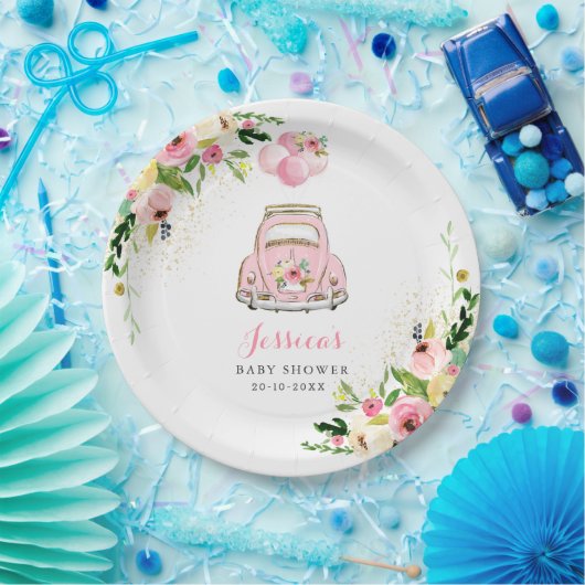 Station op Baby shower Roze Floral Paper Bord Deco (Feest)