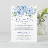 Station op Baby shower Stusty Blue Waterverf Flora Kaart (Staand voorkant)