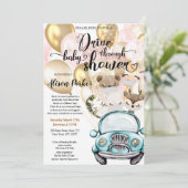 Station op Baby shower voor GIRL | Safari Friends Kaart (Staand voorkant)