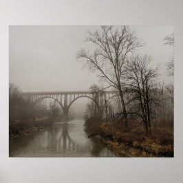 Station Road Bridge in the Fog (kleur) Poster