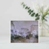 Station Saint-Lazare, aankomst trein door Claude Briefkaart (Staand voorkant)