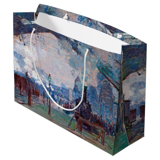 Station Saint-Lazare, Monet Large Gift Bag Groot Cadeauzakje (Achterkant Gekanteld)