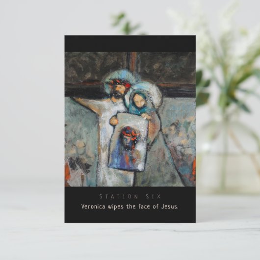 Station Six, Veronica wipes face, Prayer Kaart (Staand voorkant)