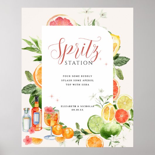 Station Spritz | Handtekening Drink Bruiloft Poster (Voorkant)
