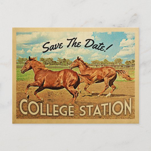 Station Texas Save the Date Horses Aankondigingskaart (Voorkant)
