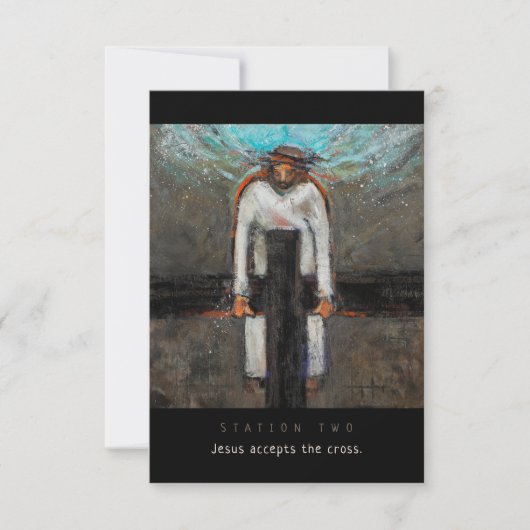 Station twee, Jezus accepteert Cross Prayer Kaart (Voorkant)