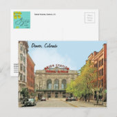Station van de Unie, Denver, CO, reizen per trein Briefkaart (Voorkant / Achterkant)